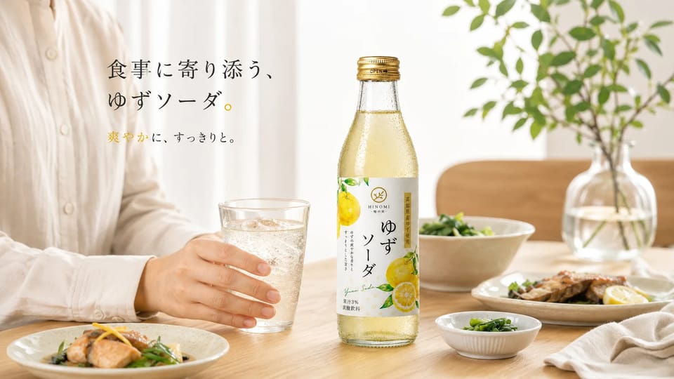 夏のカフェ広告へ展開したシトラスソーダの商品写真