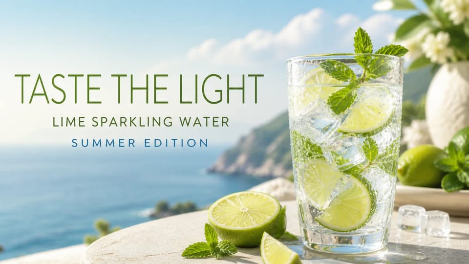 Lime sparkling water campaign with clear English advertising typography
