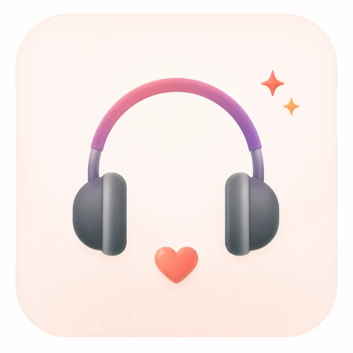 充実したサポートを表すヘッドホンとハートのアイコン